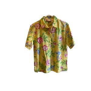 Hawaiian Bobby Brooks vintage women’s yellow Floral and Blouse M